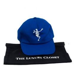 Pre Owned Alexander McQueen Blue Cotton Dancing Skeleton Baseball Cap L