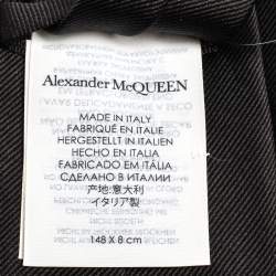 Pre Owned Alexander McQueen Black Logo Embroidered Silk Tie