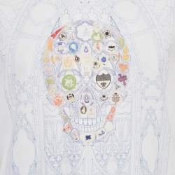Pre Owned Alexander McQueen White Badges Skull Window Print Jersey T-Shirt M