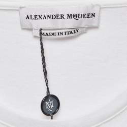 Pre Owned Alexander McQueen White Badges Skull Window Print Jersey T-Shirt M