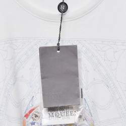 Pre Owned Alexander McQueen White Badges Skull Window Print Jersey T-Shirt M