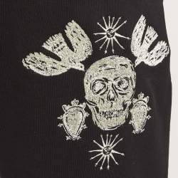 Pre Owned Alexander McQueen Black Embroidered Rib Knit Joggers S