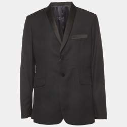 Pre Owned Alexander McQueen Black Wool Blend Shawl Collar Tailored Jacket XXL