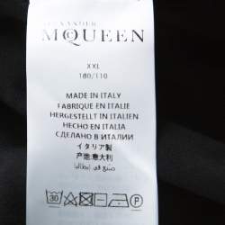 Pre Owned Alexander McQueen Black Cotton Moth Embroidered T-Shirt XXL