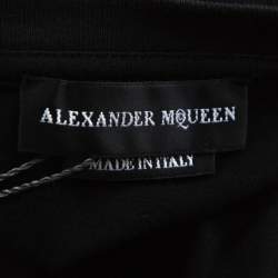 Pre Owned Alexander McQueen Black Cotton Moth Embroidered T-Shirt XXL