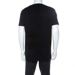 Pre Owned Alexander McQueen Black Cotton Moth Embroidered T-Shirt XXL