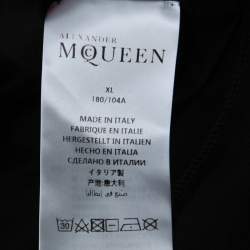 Pre Owned Alexander McQueen Black Skull Print Cotton Dancing Skeleton Embroidery T-Shirt XL