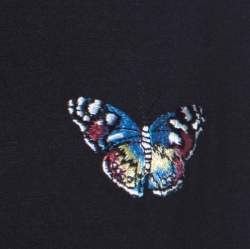 Pre Owned Alexander McQueen Black Cotton Butterfly Skull Embroidered T-Shirt M 