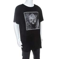 Pre Owned Alexander McQueen Black Cotton Skull Print T-Shirt XL