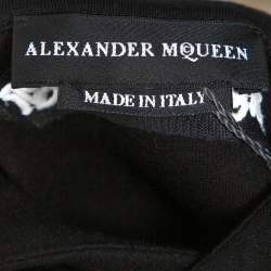 Pre Owned Alexander McQueen Black Neoprene Floral Panel Hoodie XS