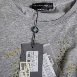 مملوكة مسبقًا Alexander McQueen Grey Cotton Printed Short Sleeve T-Shirt L