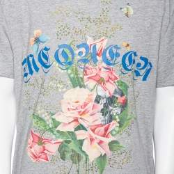 مملوكة مسبقًا Alexander McQueen Grey Cotton Printed Short Sleeve T-Shirt L