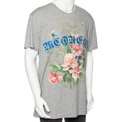 مملوكة مسبقًا Alexander McQueen Grey Cotton Printed Short Sleeve T-Shirt L