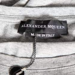 مملوكة مسبقًا Alexander McQueen Grey Cotton Printed Short Sleeve T-Shirt L