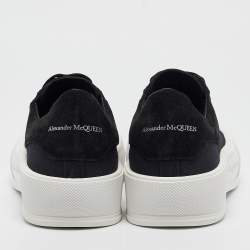 Alexander McQueen Black Canvas and Suede Plimsoll Lace Up Sneakers Size 43