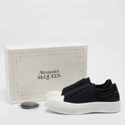 Alexander McQueen Black Canvas and Suede Plimsoll Lace Up Sneakers Size 43