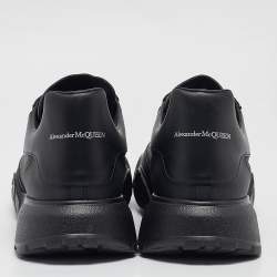 مملوكة مسبقًا Alexander McQueen Black Leather Oversized Runner Lace Up Sneakers Size 43