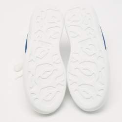 Alexander McQueen White/Blue Leather and Suede Oversized  Sneakers Size 43