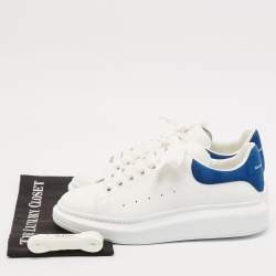 Alexander McQueen White/Blue Leather and Suede Oversized  Sneakers Size 43