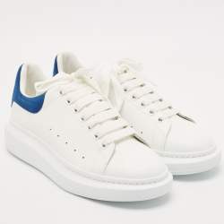 Alexander McQueen White/Blue Leather and Suede Oversized  Sneakers Size 43