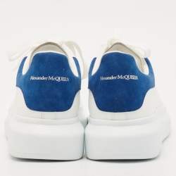 Alexander McQueen White/Blue Leather and Suede Oversized  Sneakers Size 43