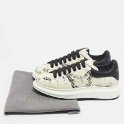 Pre Owned Alexander McQueen Cream/Black Leather and Suede Oversized  Sneakers Size 43