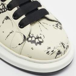 Pre Owned Alexander McQueen Cream/Black Leather and Suede Oversized  Sneakers Size 43