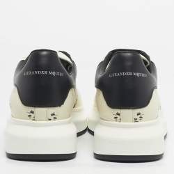 Pre Owned Alexander McQueen Cream/Black Leather and Suede Oversized  Sneakers Size 43
