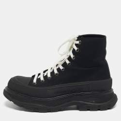 Pre Owned Alexander McQueen Black Canvas Tread Slick High Top Sneakers Size 41
