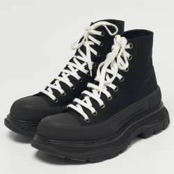 Pre Owned Alexander McQueen Black Canvas Tread Slick High Top Sneakers Size 41