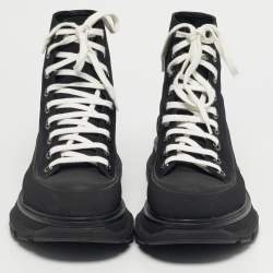 Pre Owned Alexander McQueen Black Canvas Tread Slick High Top Sneakers Size 41