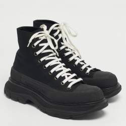 Pre Owned Alexander McQueen Black Canvas Tread Slick High Top Sneakers Size 41