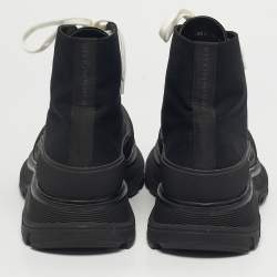 Pre Owned Alexander McQueen Black Canvas Tread Slick High Top Sneakers Size 41