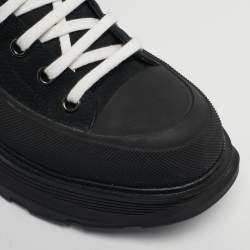 Pre Owned Alexander McQueen Black Canvas Tread Slick High Top Sneakers Size 41
