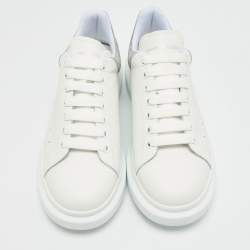 Pre Owned Alexander McQueen Larry Size 45 White/Grey Leather and Suede Low Top Sneakers