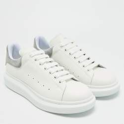 Pre Owned Alexander McQueen Larry Size 45 White/Grey Leather and Suede Low Top Sneakers