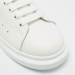 Pre Owned Alexander McQueen Larry Size 45 White/Grey Leather and Suede Low Top Sneakers