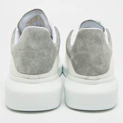 Pre Owned Alexander McQueen Larry Size 45 White/Grey Leather and Suede Low Top Sneakers