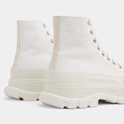 Pre Owned Alexander McQueen Tread Slick Boot Triple White Size 39