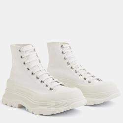 Pre Owned Alexander McQueen Tread Slick Boot Triple White Size 39