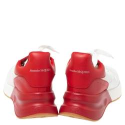 Pre Owned Alexander McQueen Red/White Leather Larry Oversized Low Top Sneakers Size 42