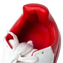 Pre Owned Alexander McQueen Red/White Leather Larry Oversized Low Top Sneakers Size 42