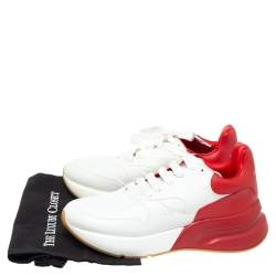 Pre Owned Alexander McQueen Red/White Leather Larry Oversized Low Top Sneakers Size 42