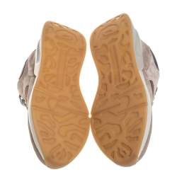 Alexander McQueen Beige/Grey Suede Leather And Mesh Runner Raised Sole Low Top Sneakers Size 42