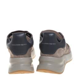 Alexander McQueen Beige/Grey Suede Leather And Mesh Runner Raised Sole Low Top Sneakers Size 42