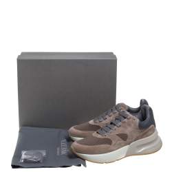 Alexander McQueen Beige/Grey Suede Leather And Mesh Runner Raised Sole Low Top Sneakers Size 42