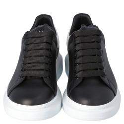 Pre Owned Alexander McQueen Black Leather Oversized Low Top Sneakers Size EU 41