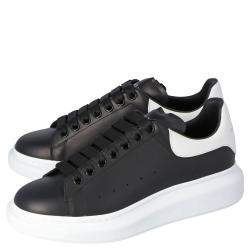 Pre Owned Alexander McQueen Black Leather Oversized Low Top Sneakers Size EU 41
