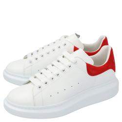Alexander McQueen White/Red Leather Oversized Sneakers Size EU 43