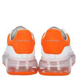 Alexander McQueen White/Orange Leather Oversized Clear Sole Sneakers Size EU 45